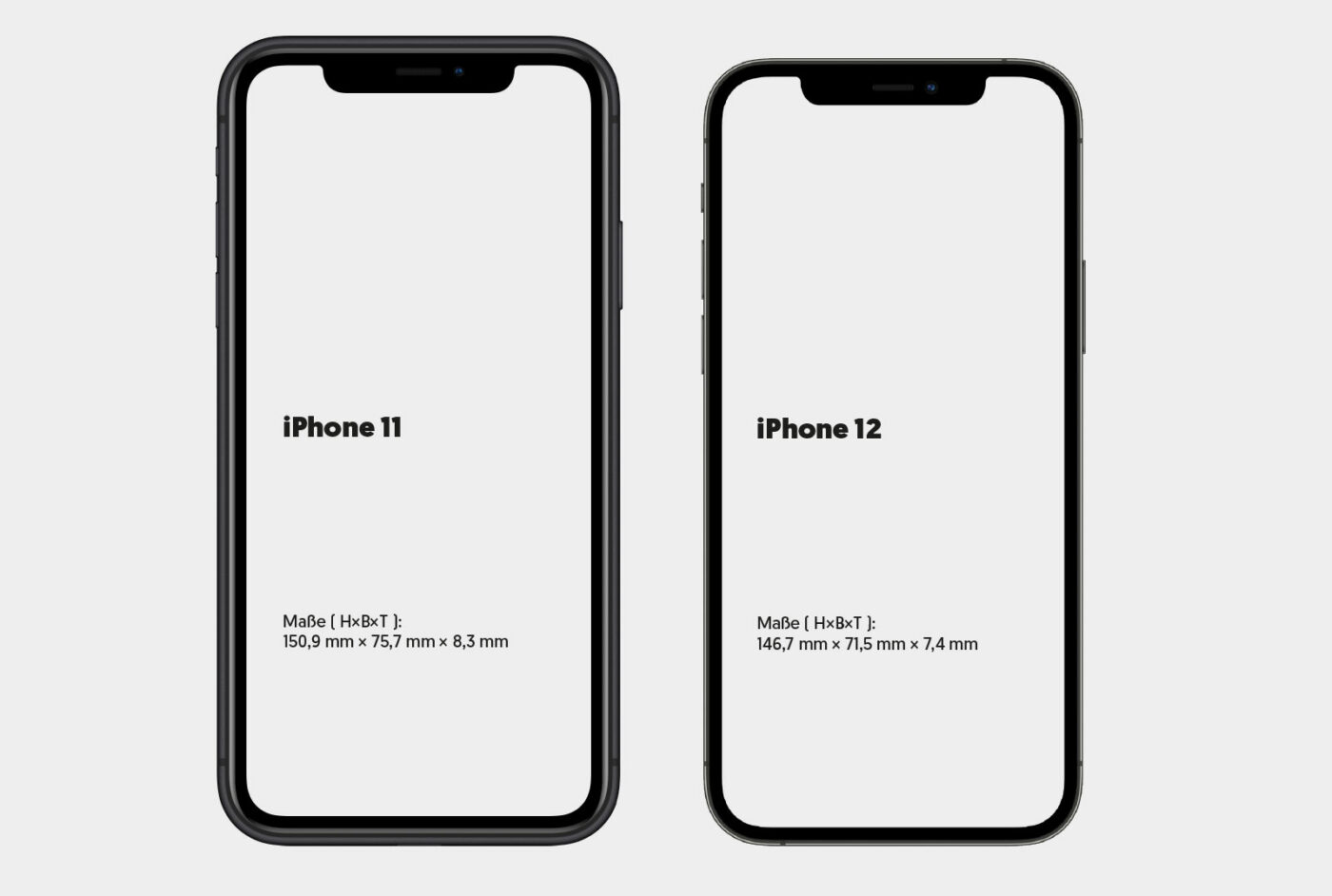 iPhone 11 / iPhone 12 Größenvergleich